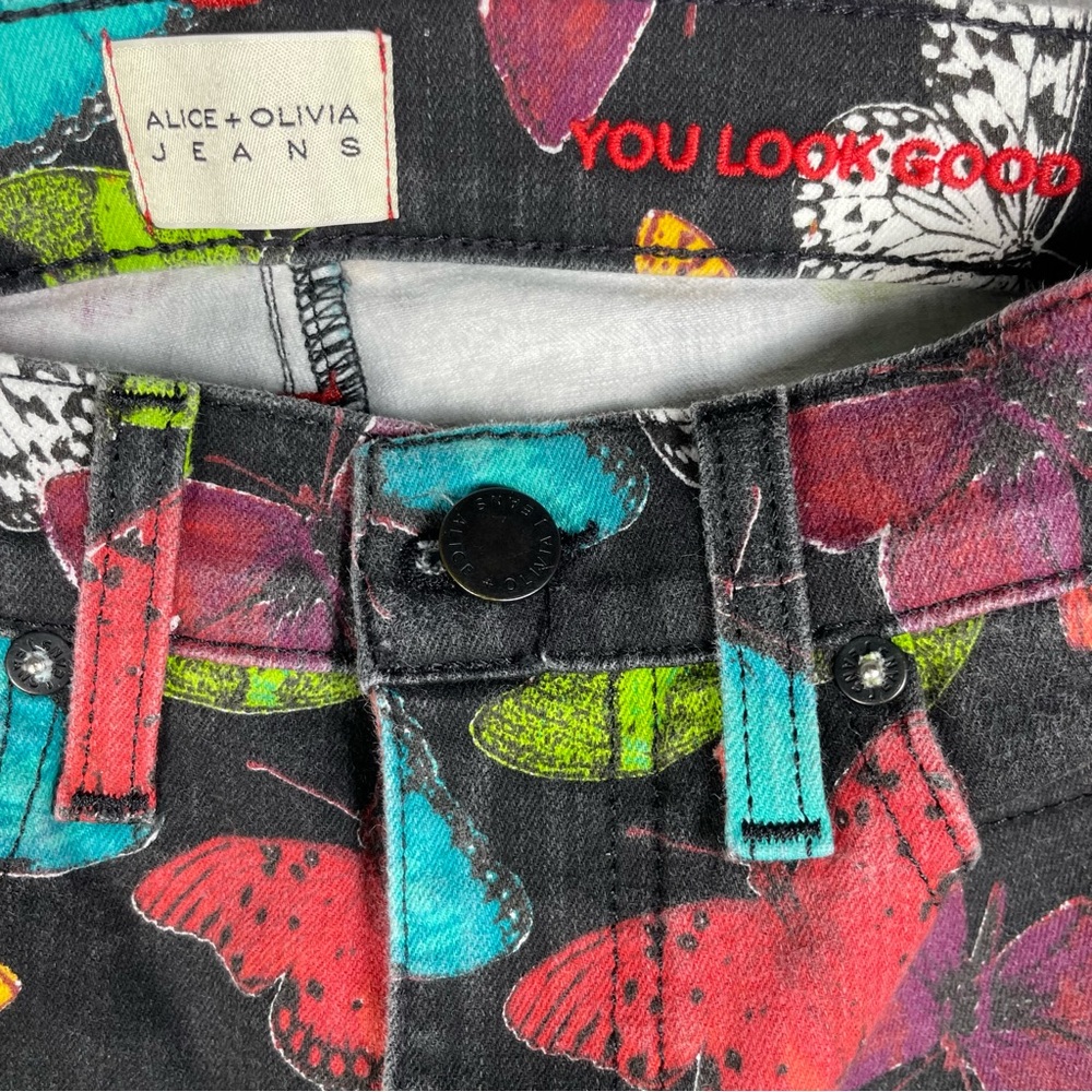 Alice+Olivia Jeans Womens 26 Good High Rise Ankle Skinny Sm Butterflies Y2K - Picture 7 of 9